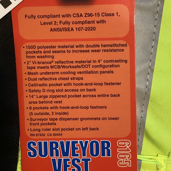 NWT Viking Black Surveyor Safety Vest Size L Reflective Material Class 1 Level 2 - Picture 4 of 8